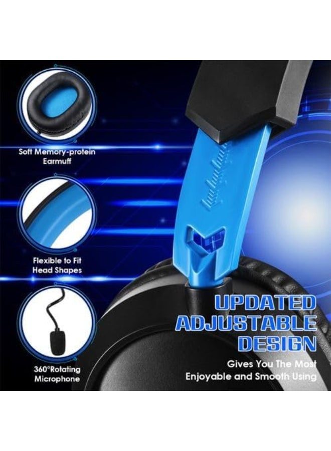 سماعة ألعاب G3100 - سلكية بمنفذ 3.5 ملم مع ميكروفون قابل للتعديل لعزل الضوضاء، وسماعات أذن قابلة للدوران متعدد الاتجاهات لأجهزة PS5 و PS4 والكمبيوتر الشخصي والهواتف المحمولة والأجهزة اللوحية | أزرق - Image 2