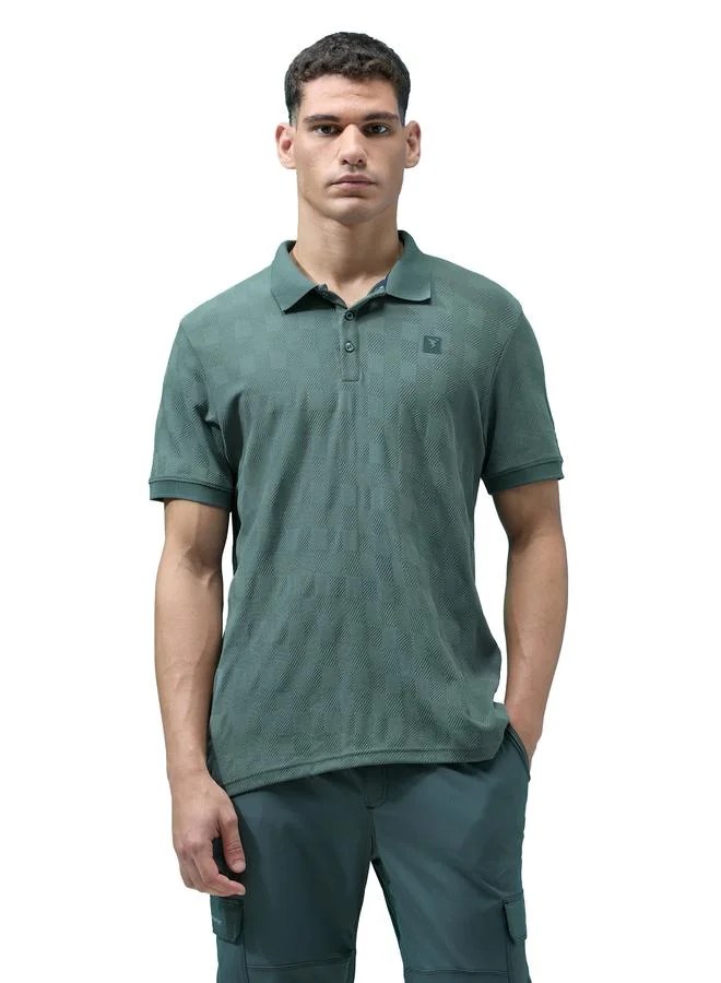 Technosport Technosport Men Jacquard Slim Fit Polo