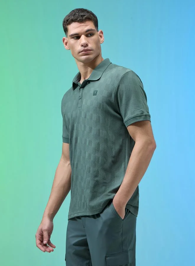 Technosport Technosport Men Jacquard Slim Fit Polo
