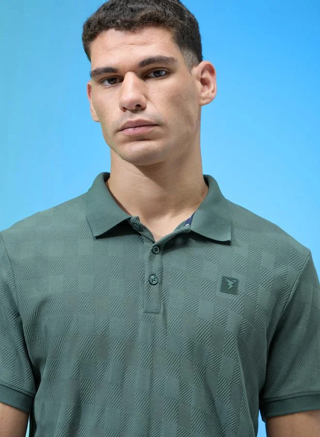 Technosport Green Technosport Men Jacquard Slim Fit Polo for Men | Best Price UAE