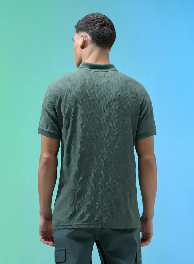 Technosport Green Technosport Men Jacquard Slim Fit Polo for Men | Best Price UAE