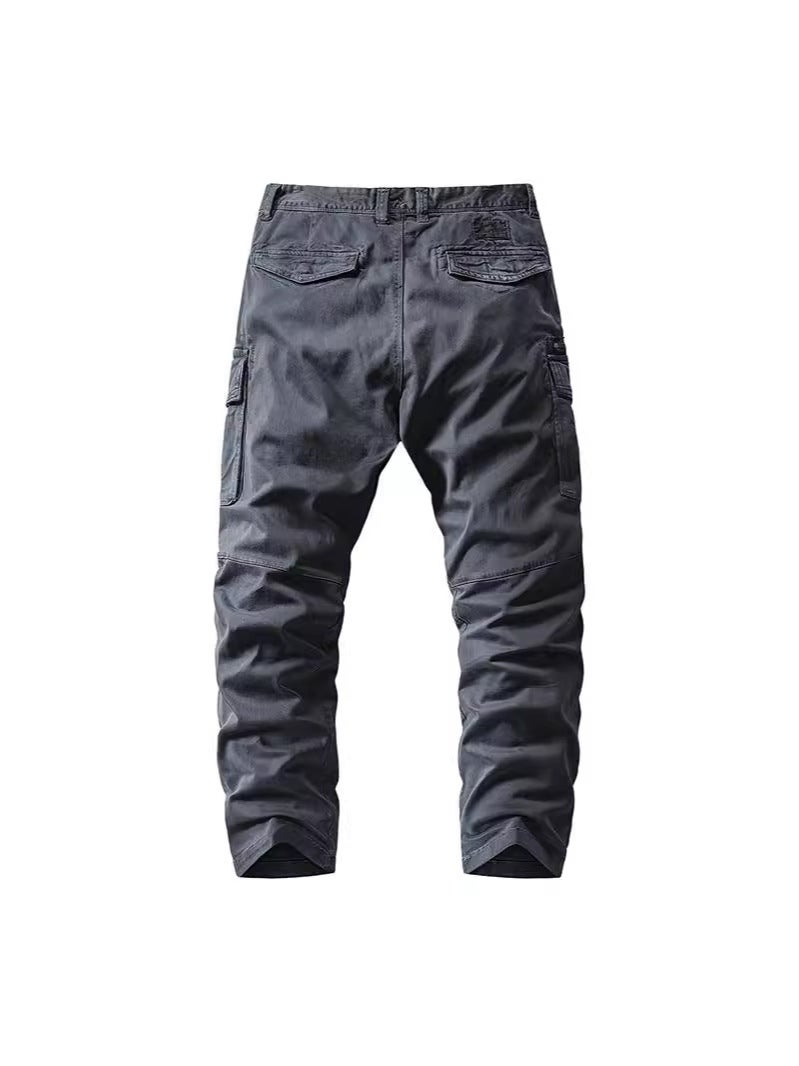 2024 Elastic Loose Trousers Outdoor Pure Color Casual Multi-Pocket Trousers For Young And Middle-Aged People At Home In Autum - Image 3