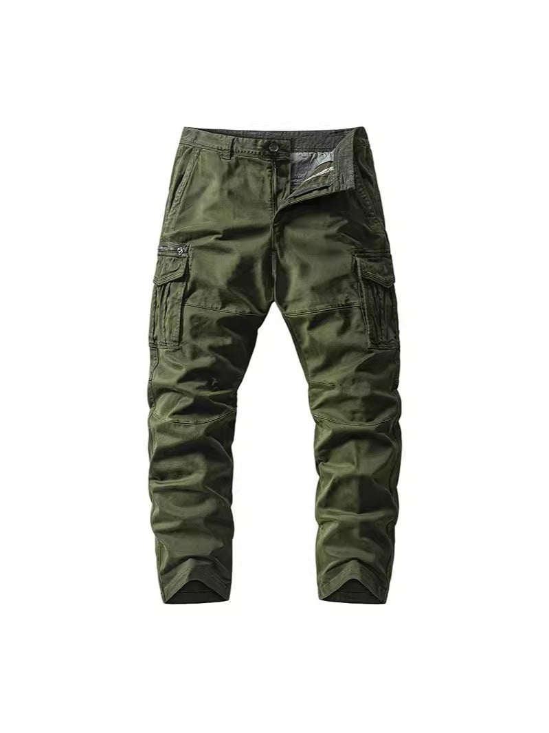 2024 Elastic Loose Trousers Outdoor Pure Color Casual Multi-Pocket Trousers For Young And Middle-Aged People At Home In Autum - Image 5