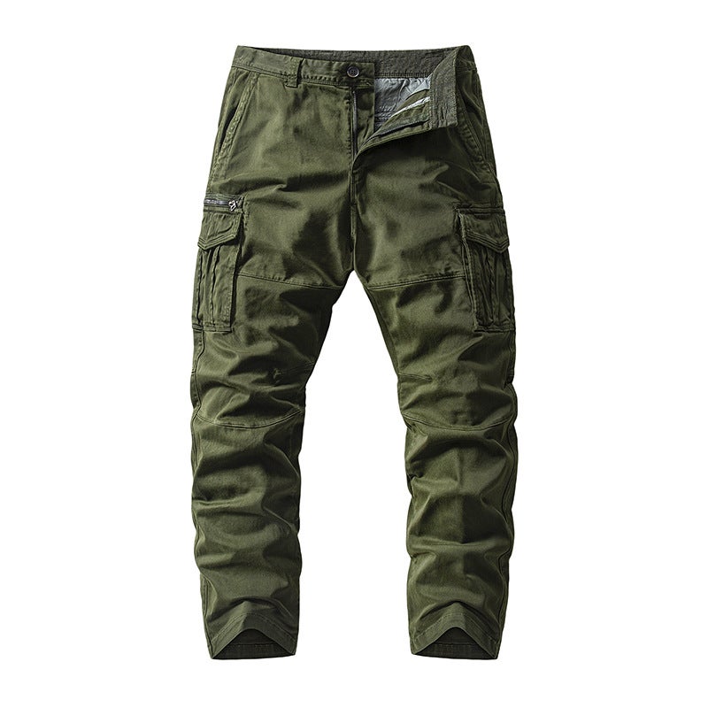 2024 Elastic Loose Trousers Outdoor Pure Color Casual Multi-Pocket Trousers For Young And Middle-Aged People At Home In Autum - Image 1