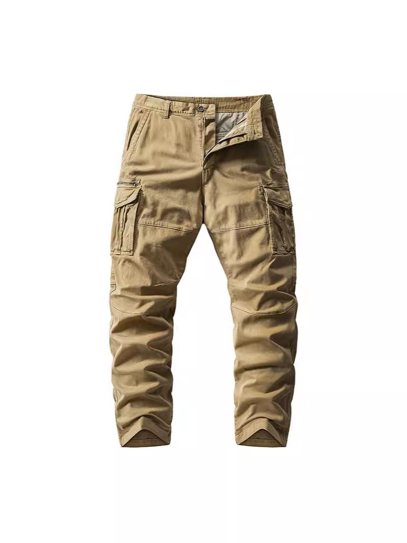2024 Elastic Loose Trousers Outdoor Pure Color Casual Multi-Pocket Trousers For Young And Middle-Aged People At Home In Autum - Image 4
