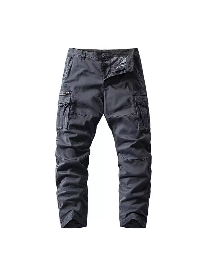 2024 Elastic Loose Trousers Outdoor Pure Color Casual Multi-Pocket Trousers For Young And Middle-Aged People At Home In Autum - Image 2