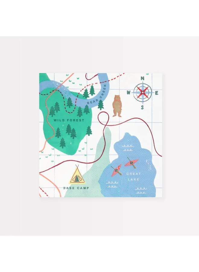 Meri Meri Outdoor Adventures Map Large Napkins