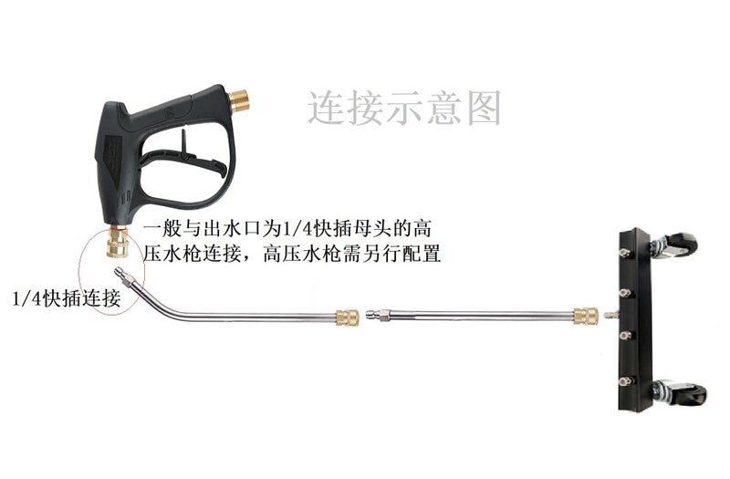 High-Pressure Cleaning Machine Car Wash Car Bottom Brush Car Chassis Cleaning Universal Wheel Stainless Steel 1/4 Quick Plug - Image 5