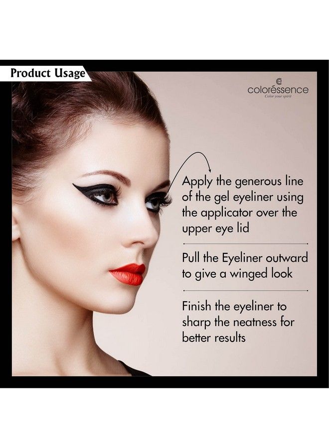 Coloressence كحل جل طويل الأمد بتركيز صبغة مكثف لمسة نهائية غير لامعة مقاوم للماء كحل طويل الأمد أسود (مع فرشاة تطبيق مجانية) - Image 4