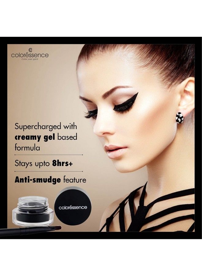 Coloressence كحل جل طويل الأمد بتركيز صبغة مكثف لمسة نهائية غير لامعة مقاوم للماء كحل طويل الأمد أسود (مع فرشاة تطبيق مجانية) - Image 3