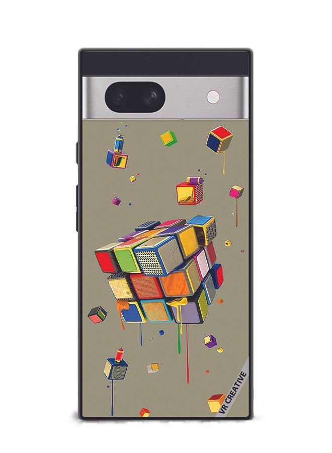 VR CREATIVE Protective Case Cover For Google Pixel 7a Cubes Design Multicolour - Image 1