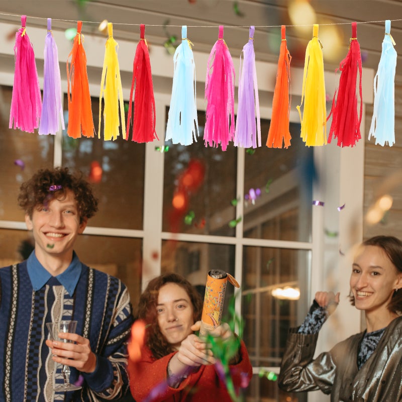 12pcs Hanging Paper Tassels Colorful Wall Background Paper Tassels DIY Pendants - Image 5