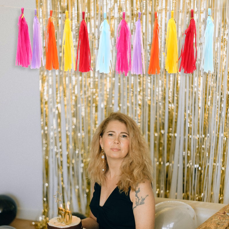 12pcs Hanging Paper Tassels Colorful Wall Background Paper Tassels DIY Pendants - Image 3
