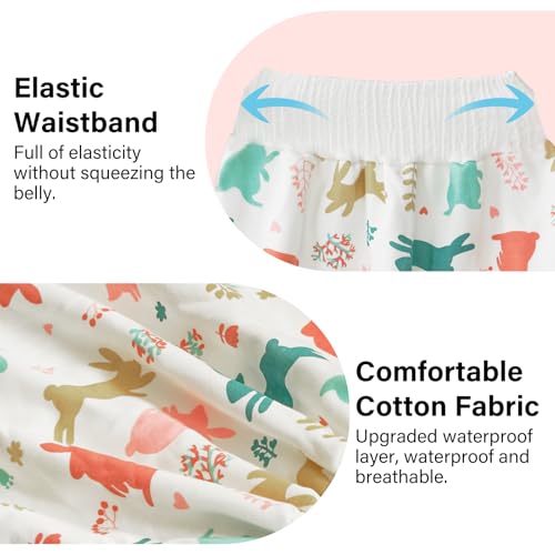 WELOMELO Waterproof Diaper Pants for Baby Kids, 2 Packs Absorbent Toddler Potty Training Pants Boys Girls Use Day Night (Rabbit L) - Image 5