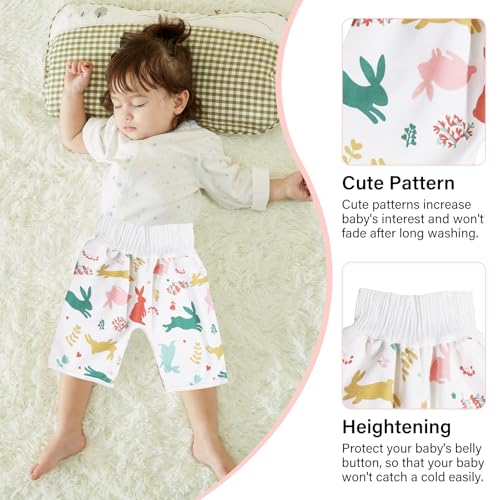 WELOMELO Waterproof Diaper Pants for Baby Kids, 2 Packs Absorbent Toddler Potty Training Pants Boys Girls Use Day Night (Rabbit L) - Image 3