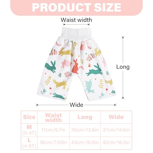 WELOMELO Waterproof Diaper Pants for Baby Kids, 2 Packs Absorbent Toddler Potty Training Pants Boys Girls Use Day Night (Rabbit L) - Image 4