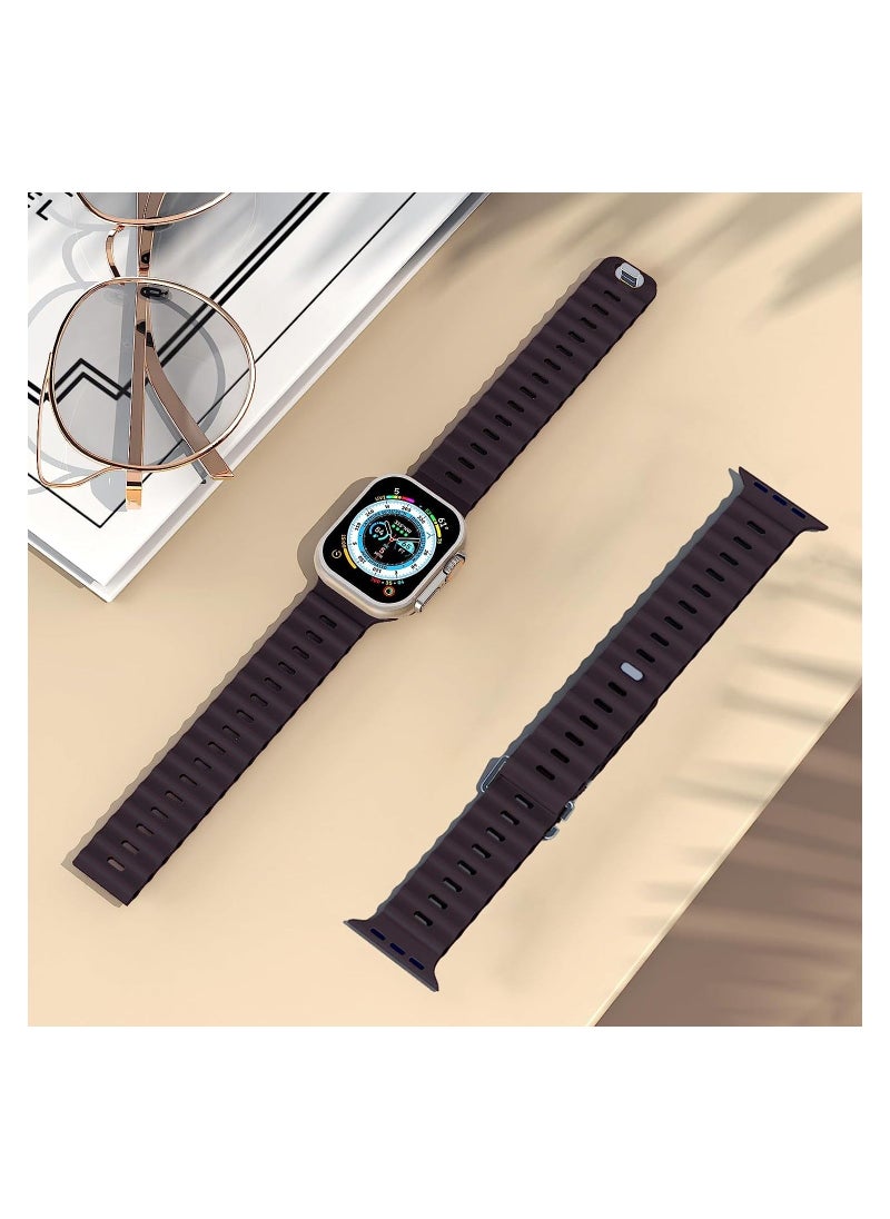 Color Fans - Soft Silicone Ocean Sports Strap Compatible Apple Watch 41mm 40mm 38mm for Men Women, Adjustible Watch Band for Apple Watch SE/Series 9/8/7/6/5/4/3/2/1 - Elderberry - Image 1