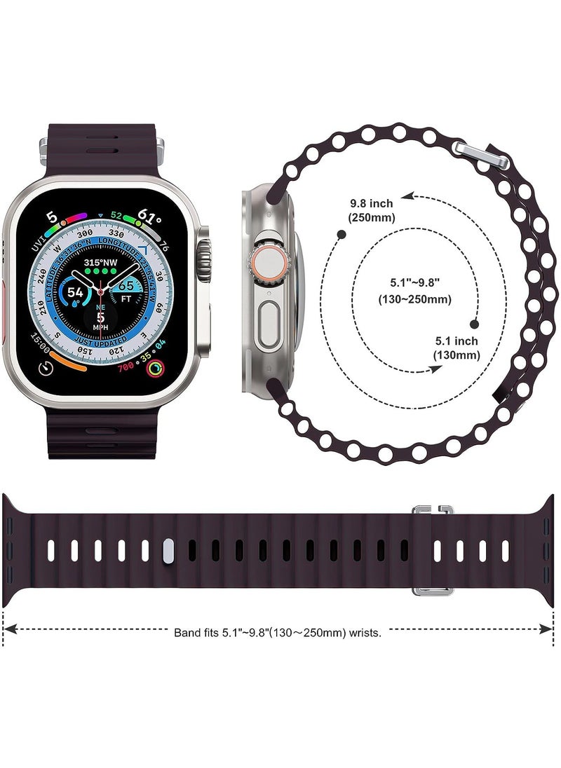 Color Fans - Soft Silicone Ocean Sports Strap Compatible Apple Watch 41mm 40mm 38mm for Men Women, Adjustible Watch Band for Apple Watch SE/Series 9/8/7/6/5/4/3/2/1 - Elderberry - Image 1