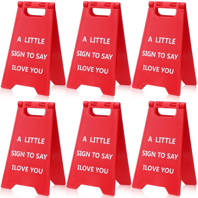 Memorywuu 6 Pcs A Little Sign to Say I Love You Romantic Mini Valentine's Sign Funny Table Desk Decor Birthday Anniversary Wedding Christmas Valentines Gifts for Her Him Lovers Couples - Image 1