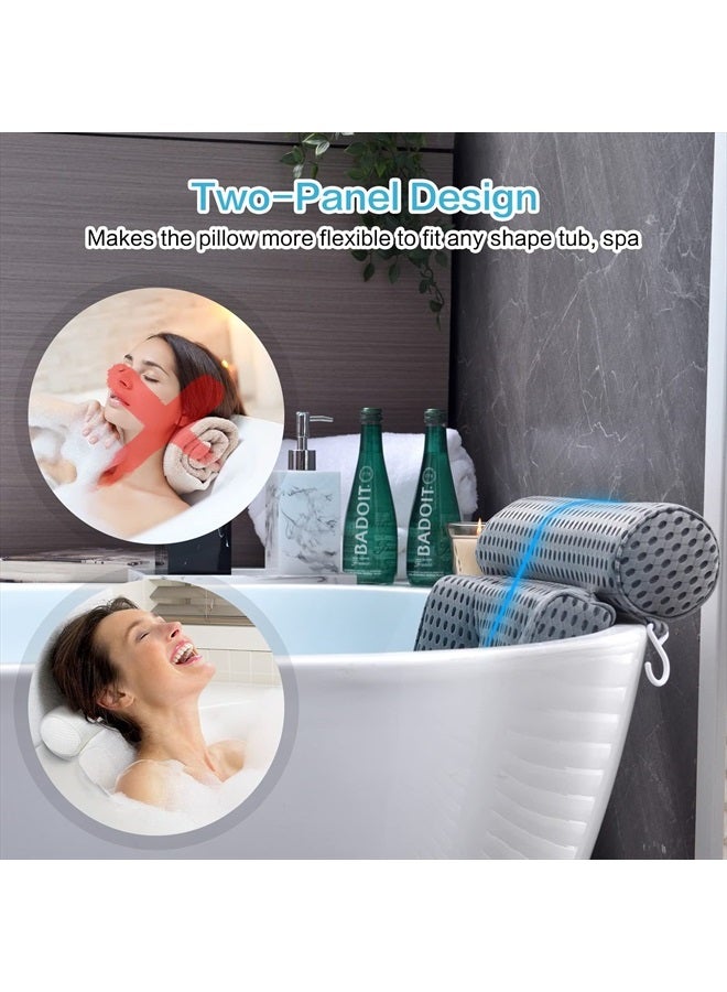 OMYSTYLE Bath Pillow Bathtub Pillow - Bath Pillows for Tub with Neck, Head, Shoulder and Back Support - 4D Air Mesh Spa Pillow for Bath - Extra Thick, Soft and Quick Dry | Gray - Image 3