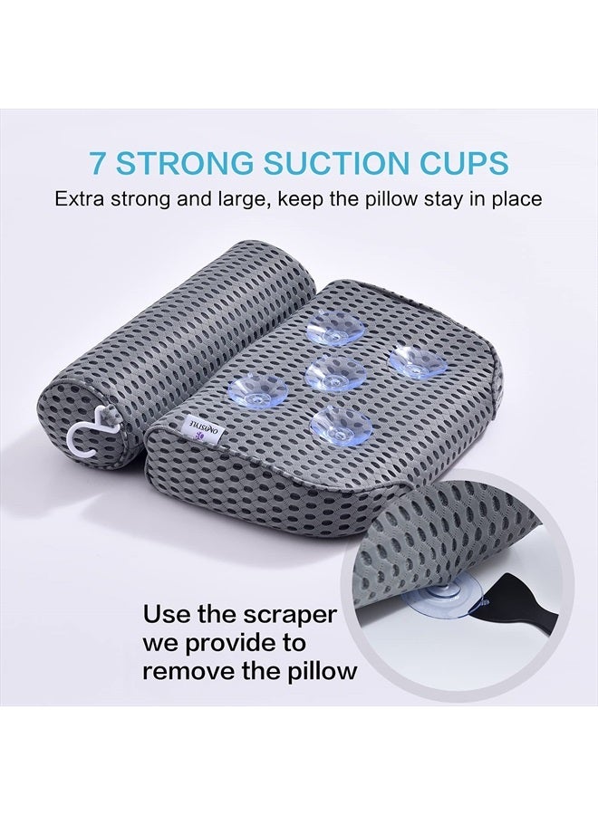 OMYSTYLE Bath Pillow Bathtub Pillow - Bath Pillows for Tub with Neck, Head, Shoulder and Back Support - 4D Air Mesh Spa Pillow for Bath - Extra Thick, Soft and Quick Dry | Gray - Image 4