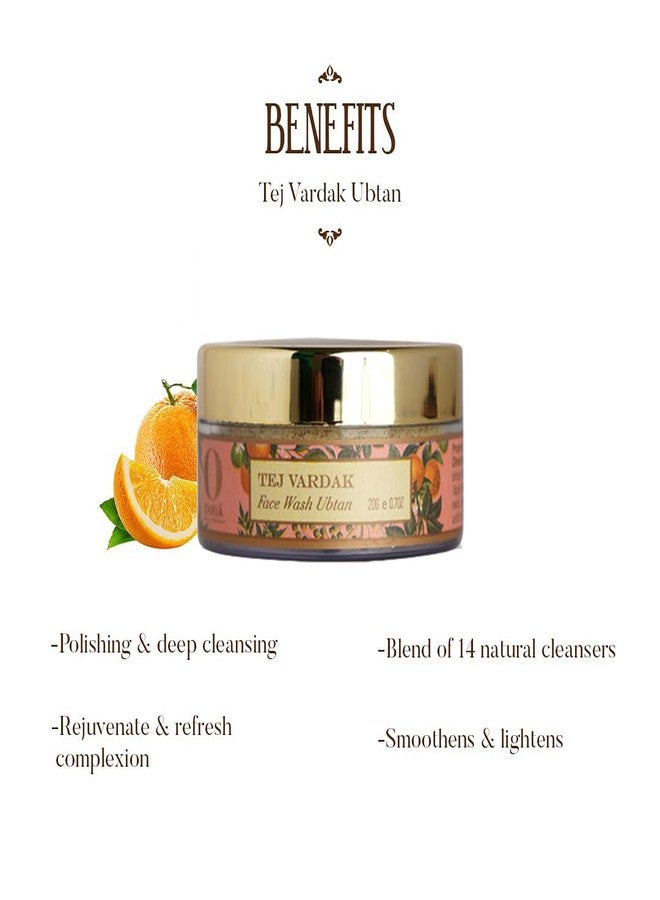 Ohria Ayurveda Tej Vardak Skin Glow Face Wash Ubtan Powder | Natural Ayurvedic Face Cleanser| Gently Exfoliates, Brightens & Nourishes| All Skin Types - 20g - Image 3