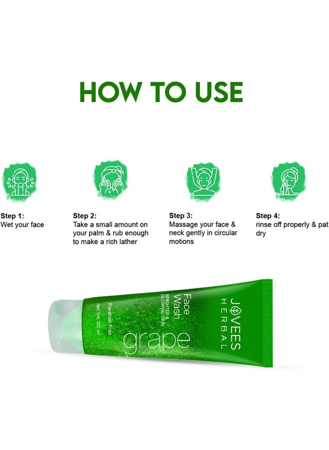 Jovees Clarifying Fairness Facewash with Grape, 120ml (Pack of 2)