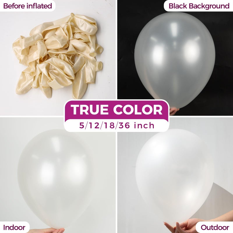 Bezente Pearl White Balloons 18 Inch - 30 Pack Large Thick Ivory Balloons Big Round Pearlescent White Latex Balloons for Christmas Anniversary Wedding Baby Shower Birthday Party Decorations - Image 2