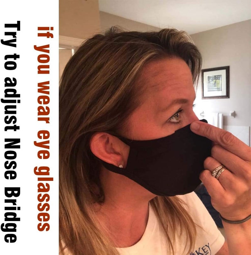 BeatBasic Pack 8 Black Dust Mouth Mask - All Cotton Covering - Reusable Cloth Comfy Breathable Material Black Pack 8pcs - Image 5