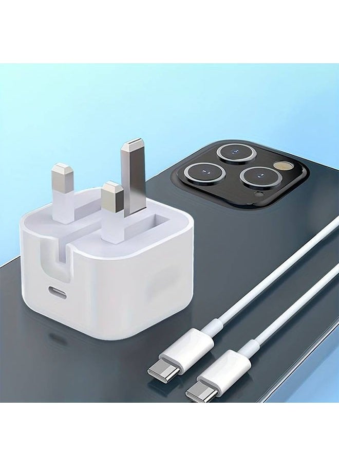 Generic - iPhone 20W Fast Charger and Cable Set, Wall Fast Charger with Type-C to C Cable Compatible, with 1.5m iPhone Fast Charging Cord for iPhone 16/16Plus/16 Pro/16 Pro Max/15 Pro max/15 Pro/15 plus/15 - Image 1