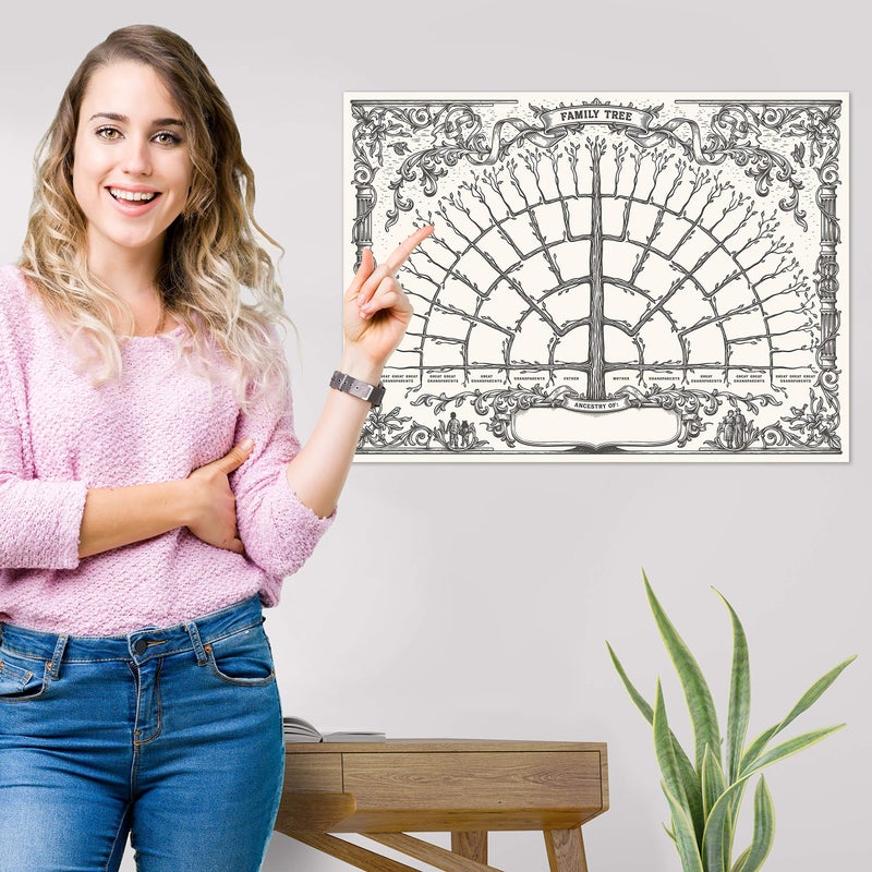Palace Learning 1 Pack - Family Tree Chart To Fill In - 6 Generation Genealogy Poster - Blank Fillable Ancestry Chart [Version 1] - 18" x 24" - Image 4