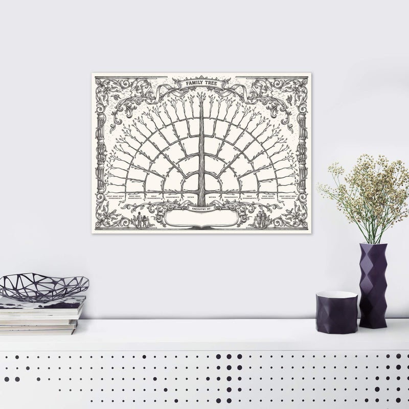 Palace Learning 1 Pack - Family Tree Chart To Fill In - 6 Generation Genealogy Poster - Blank Fillable Ancestry Chart [Version 1] - 18" x 24" - Image 3