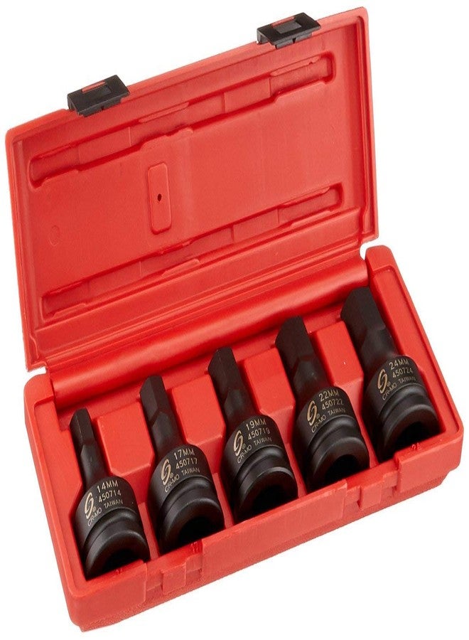 SUNEX TOOLS 4507, 3/4 Inch Drive Impact Hex Driver Set, 5-Piece, Metric, 14mm-24mm, Cr-Mo Steel, Dual Size Markings, Heavy Duty Storage Case - Image 2