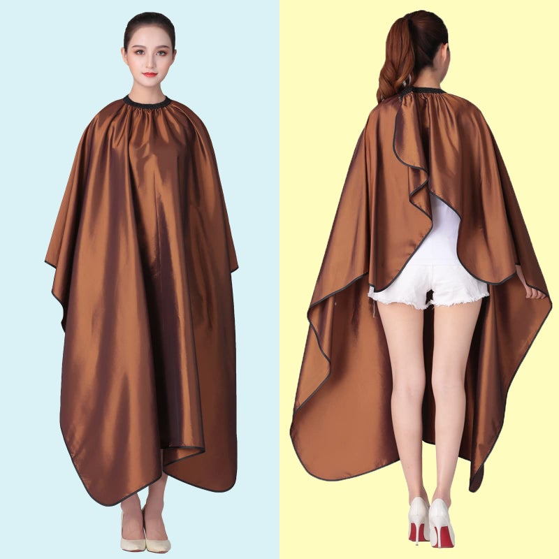 Iusmnur Barber Cape, Professional Hair Salon Cape with Adjustable Metal Clip, Shampoo Hair Cutting Cape for Barbers and Stylists - 55 x 63 inches (Brown) - Image 2