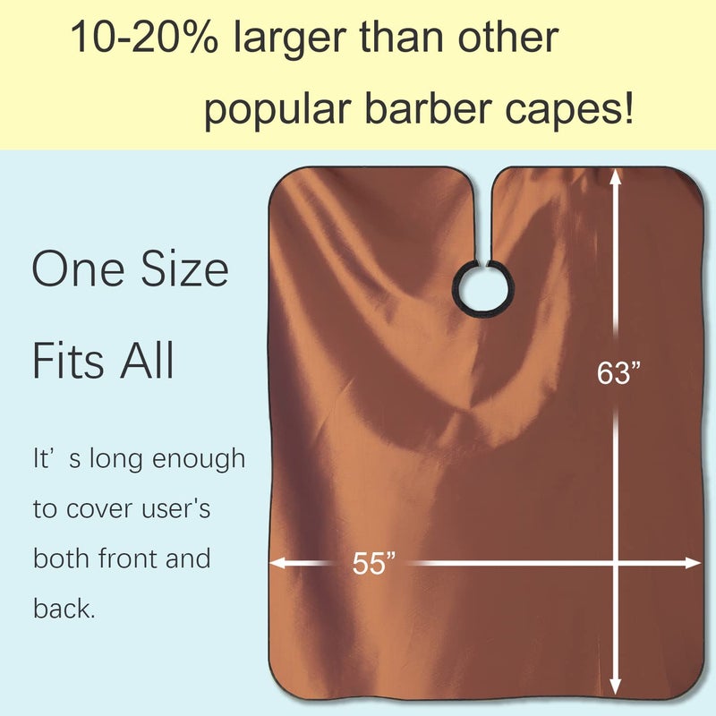 Iusmnur Barber Cape, Professional Hair Salon Cape with Adjustable Metal Clip, Shampoo Hair Cutting Cape for Barbers and Stylists - 55 x 63 inches (Brown) - Image 5