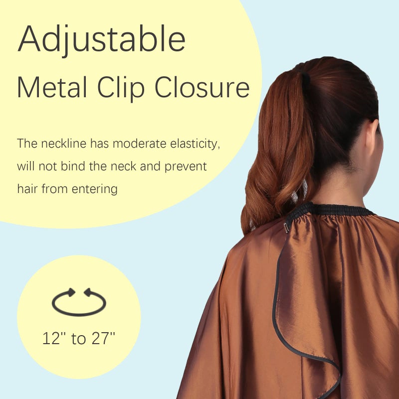 Iusmnur Barber Cape, Professional Hair Salon Cape with Adjustable Metal Clip, Shampoo Hair Cutting Cape for Barbers and Stylists - 55 x 63 inches (Brown) - Image 4