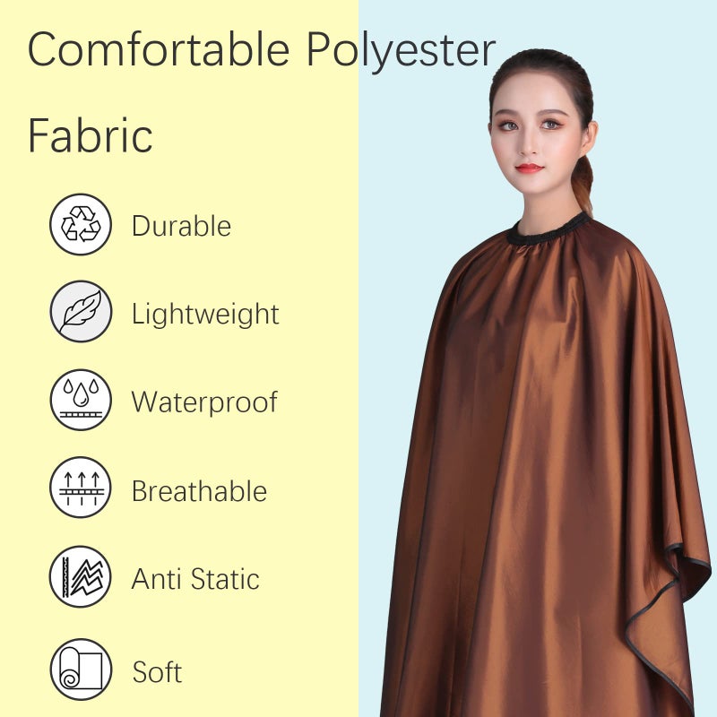 Iusmnur Barber Cape, Professional Hair Salon Cape with Adjustable Metal Clip, Shampoo Hair Cutting Cape for Barbers and Stylists - 55 x 63 inches (Brown) - Image 3