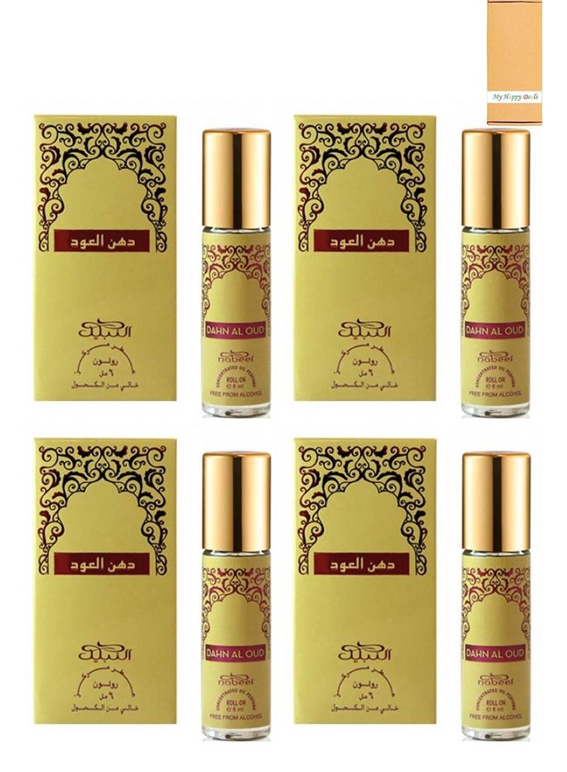 نبيل 4 عبوات من نبيل دهن العود عطر بالزيت خالي من الكحول 6 مل - Image 1