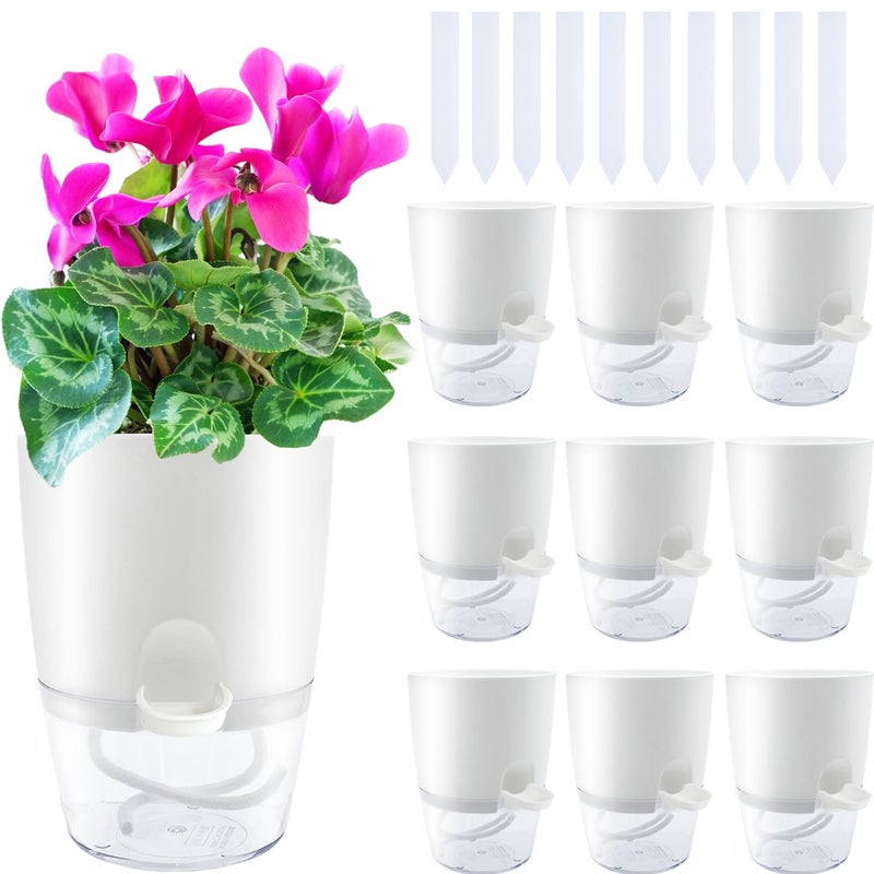 Haawooky 10 Pack Clear Self Watering Planters41Inch Wicking Flower PotsPlastic African Violet Pots with Watering Bottle Modern Decorative Planter for House PlantsHerbsIndoor Plants