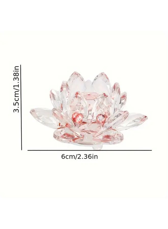 1pc Purple Crystal Glass Lotus Ornament Feng Shui Sun Catcher Car Dashboard Decor With Gift Box - Image 4