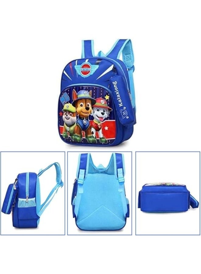 باو بترول الأزرق الملكي الأطفال حقيبة مدرسية النايلون مقاوم للماء المدرسية ل 3-6 سنوات بنين بنات طفل رياض الأطفال مرحلة ما قبل المدرسة الأطفال الكتب 29 * 14 * 35 سنتيمتر - Image 4