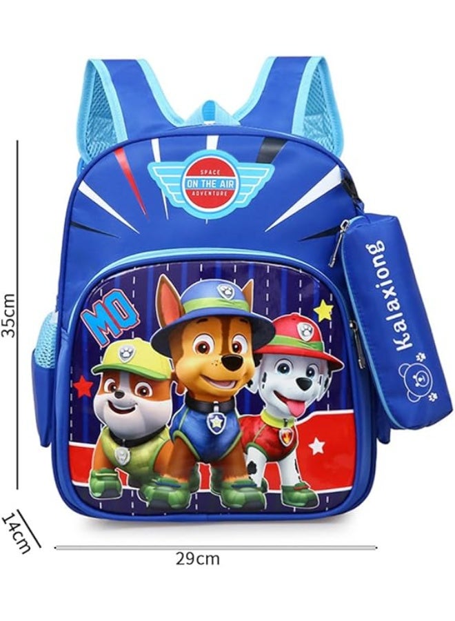 باو بترول الأزرق الملكي الأطفال حقيبة مدرسية النايلون مقاوم للماء المدرسية ل 3-6 سنوات بنين بنات طفل رياض الأطفال مرحلة ما قبل المدرسة الأطفال الكتب 29 * 14 * 35 سنتيمتر - Image 2