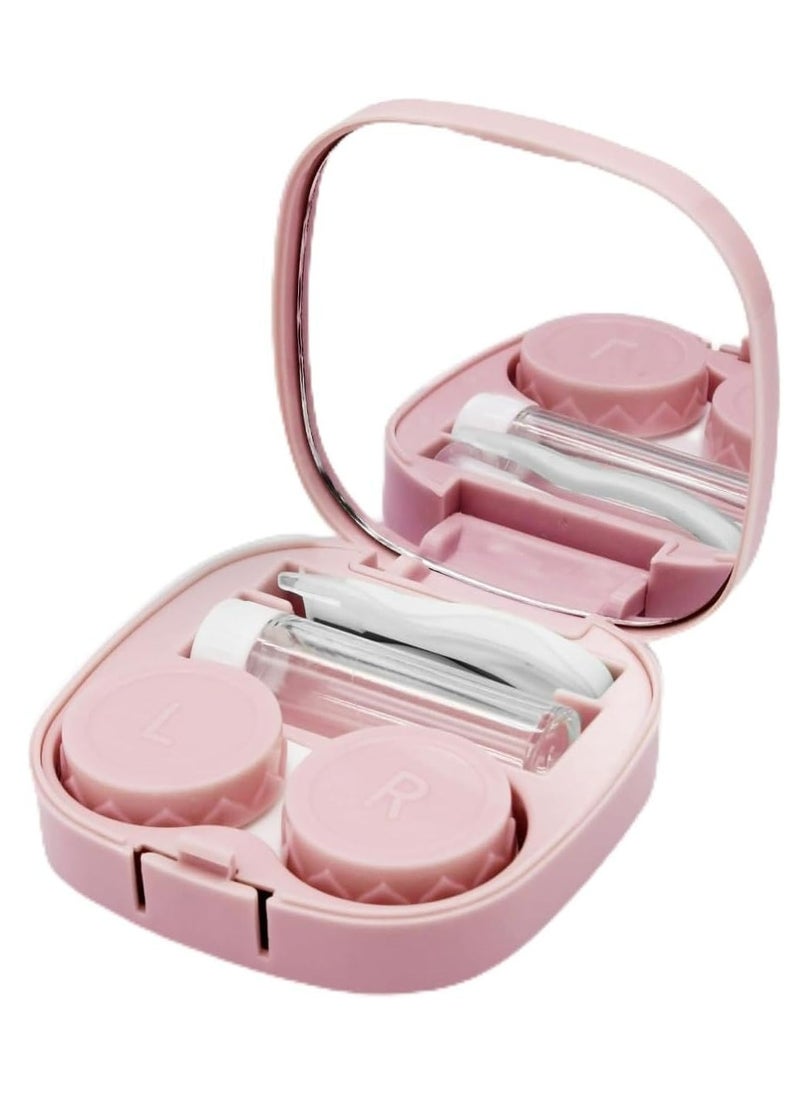 Oasisgalore Pink Travel Contact Lens Case with Cleaner, Washer, Applicator, Removal Tool, Mirror.  - Image 1