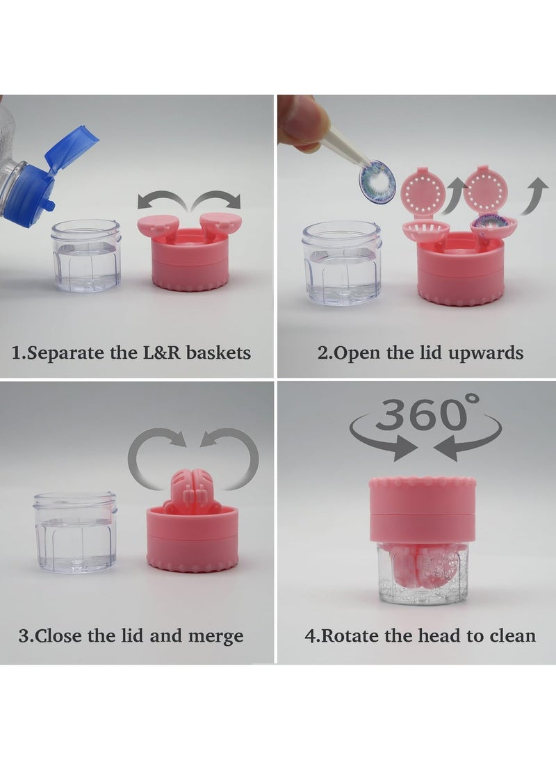 Oasisgalore Pink Travel Contact Lens Case with Cleaner, Washer, Applicator, Removal Tool, Mirror.  - Image 5