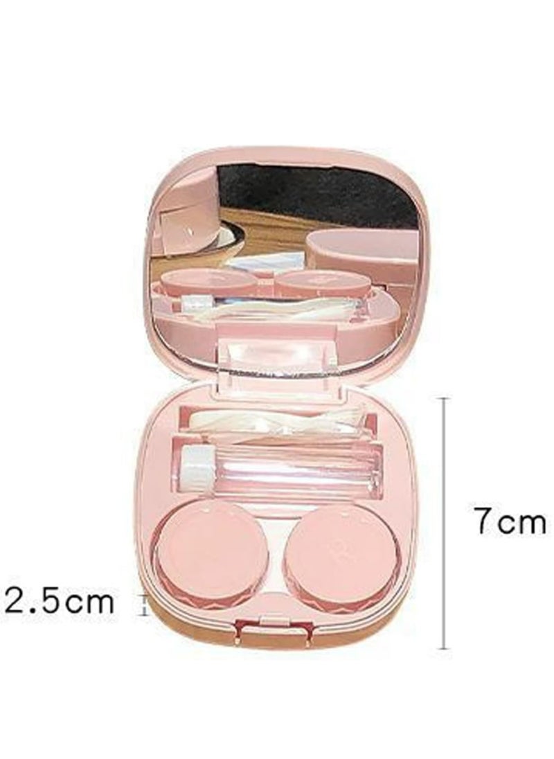 Pink Travel Contact Lens Case with Cleaner, Washer, Applicator, Removal Tool, Mirror.
