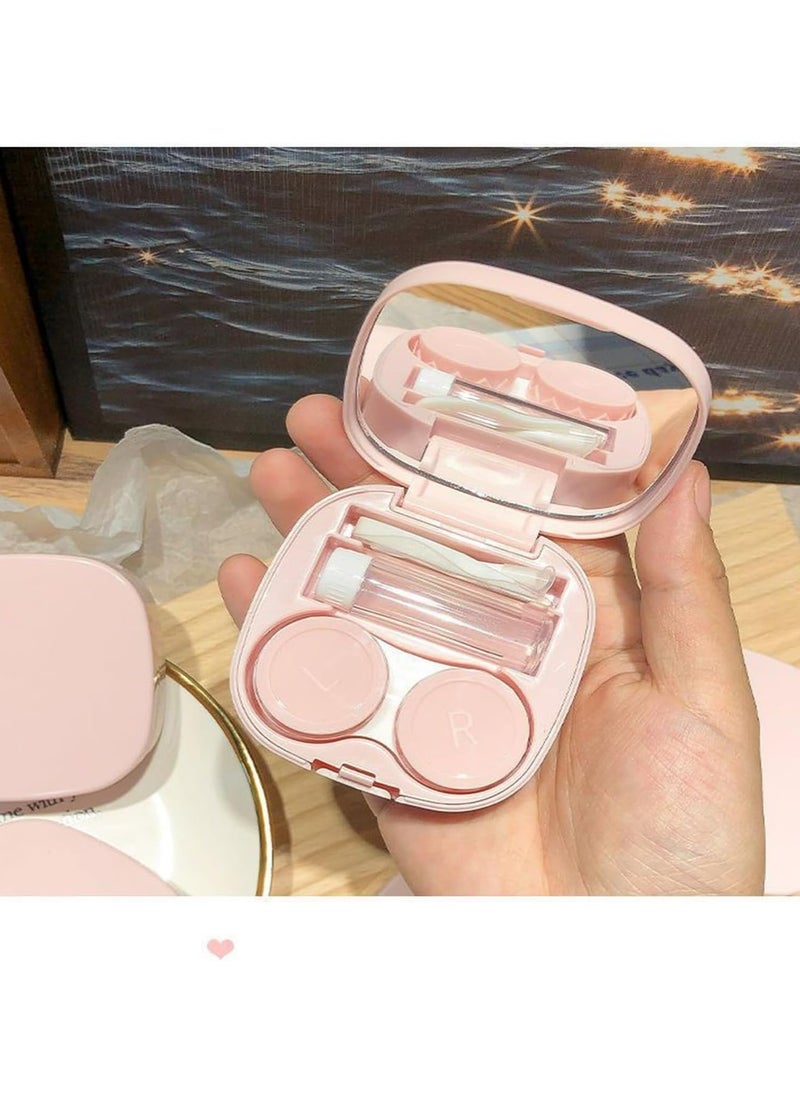 Pink Travel Contact Lens Case with Cleaner, Washer, Applicator, Removal Tool, Mirror.