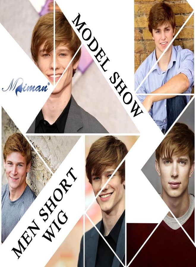 MIMAN Mens Short Brown Wigs for Men Short Straight Layered Natural Synthetic Mens Wig Short Hair Replacement Wigs Realistic Male Halloween Costumes Party Cosplay Wig with Toupee Cap - Image 5