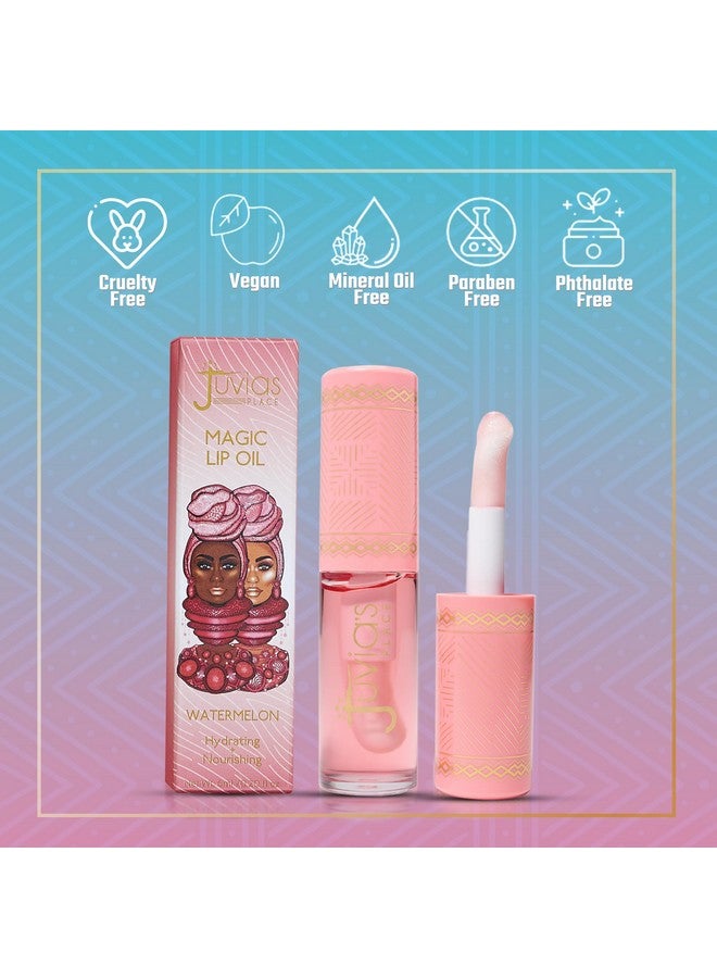 Juvia's Place Magic Lip Oil Watermelon - Hydrating Plumper All Day Light Non Sticky Lipgloss Makeup - Enhance Beauty w/Glossy Dewy Shine Glow & Moisture for Dry Chap Lips - Vitamin E Fruit Extract - Image 5