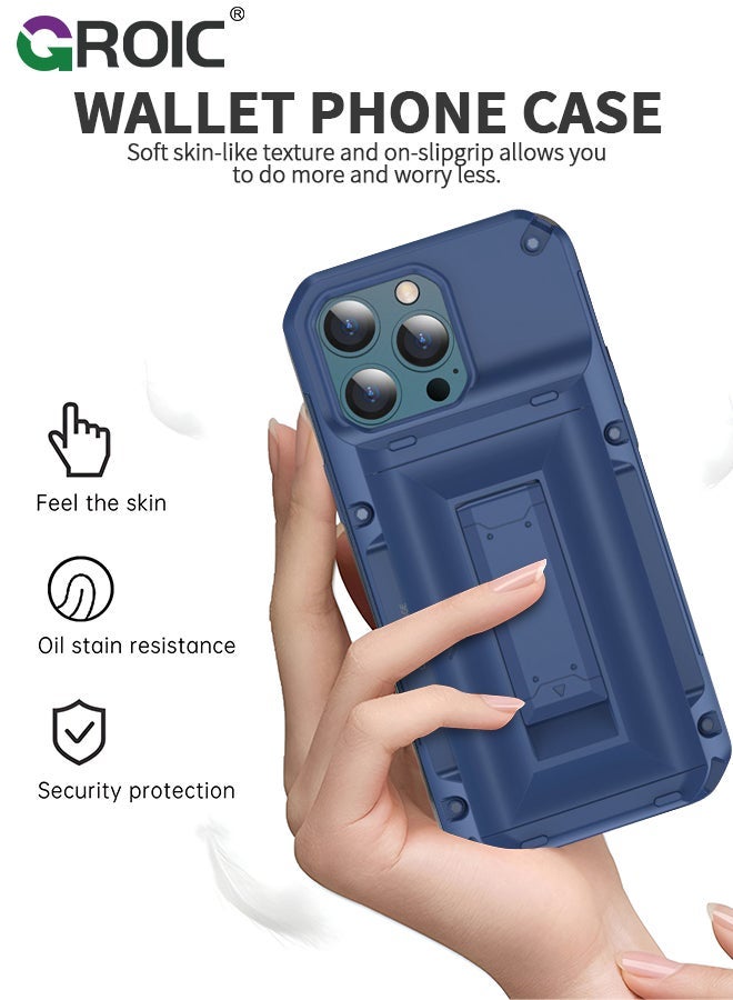 GROIC Designed for iPhone 15 Pro 6.1 Inch Case, Slider Wallet Case with Stand and 4 Cards Holder Back Cover, Full Body Shockproof Protection Hard Shell Phone Cover - Image 3