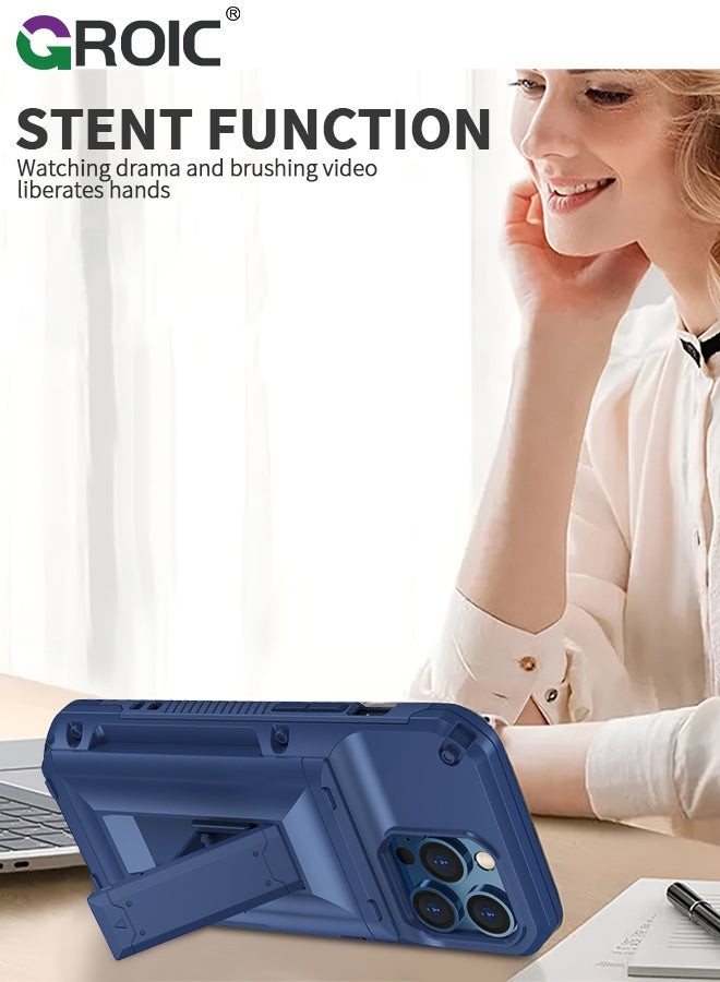 GROIC Designed for iPhone 15 Pro 6.1 Inch Case, Slider Wallet Case with Stand and 4 Cards Holder Back Cover, Full Body Shockproof Protection Hard Shell Phone Cover - Image 4